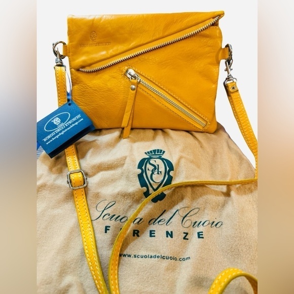 Borgo Degli Etruschi | Italian Yellow Leather Crossbody/Clutch - Picture 1 of 9